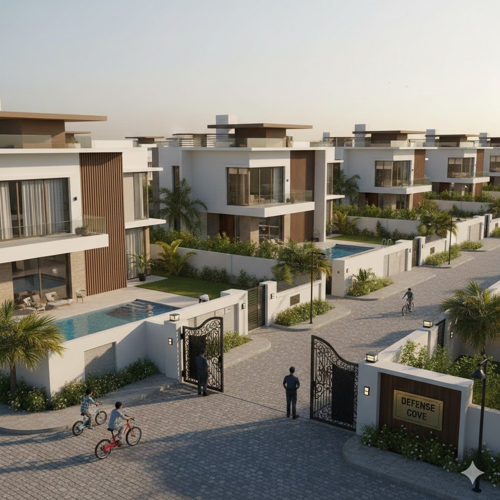 Safe residential area with Karachi villas and secure guest houses